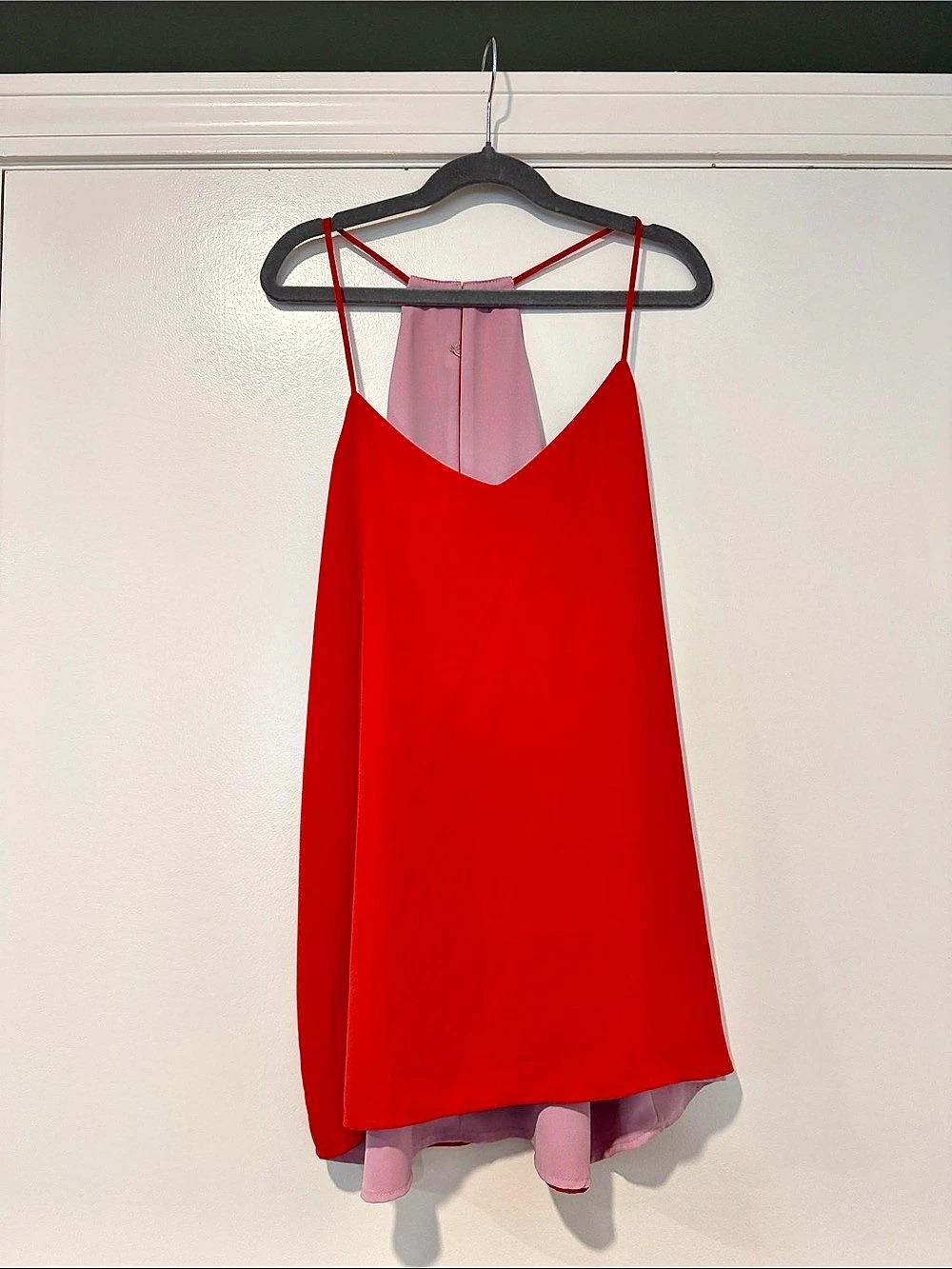 Express Barcelona Reversible Cami Mini Dress in Orange & Pink Small